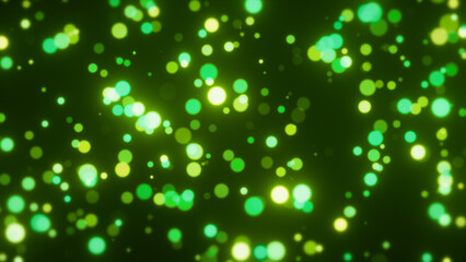 Abstract lime color digital background of dots and particles scattered on green background