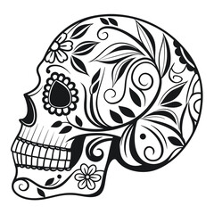 Fototapeta premium create-a-black-silhouette-vector-of-a-sugar-skull- (1).eps