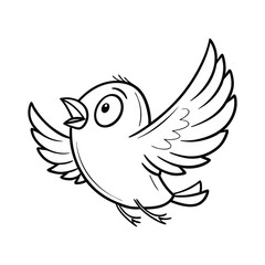 Obraz premium A cheerful, cartoon-style bird depicted in flight with open wings, beak agape in a joyful expression.