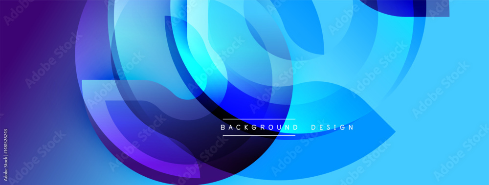 Aufkleber Abstract fluid shapes, vibrant blue purple gradients. Modern design element for backgrounds, presentations, digital art. Smooth transitions create dynamic visual effect.