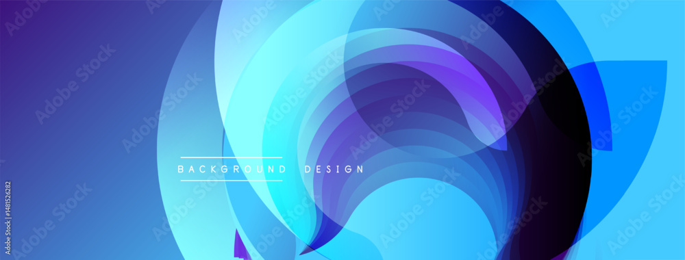 Poster abstract blue design features layered circles, gradients. modern background suggests technology, inn