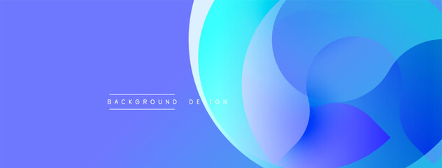 Abstract blue gradient background. Overlapping circles create dynamic visual effect. Text reads background design. Modern, clean aesthetic.