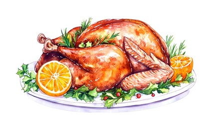 Roasted turkey dish with oranges and herbs.
