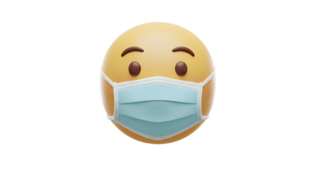 Medical Mask Emoji on White Background