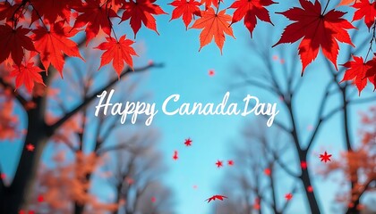 Happy Canada Day Maple Leaves

Red Maple Leaves on Blue Sky

Canada Day Celebration Graphic

Maple Leaves and Canada Day Text

Patriotic Canada Day Design