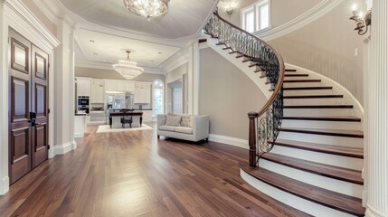 Obraz premium Elegant, Grand Staircase Foyer
