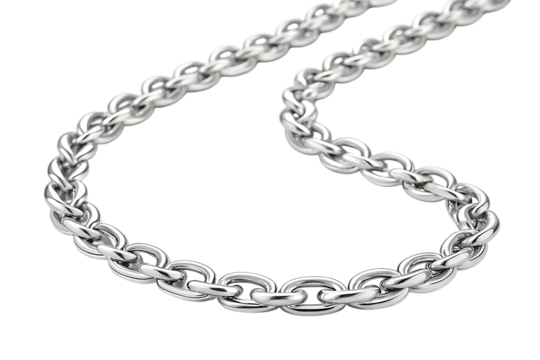 Silver Chain Close-Up on Black Background, Shiny Metal Links Interlocking, Jewelry and Fashion Accessories, Detailed Macro Shot