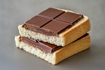 Stacked Chocolate Sandwich Still Life Close Up on Gray Surface Delicious Treat Food Photography