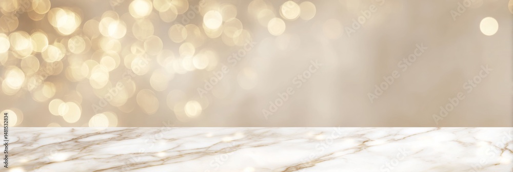 Poster elegant golden bokeh over cream marble texture for minimal design