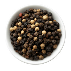 Aromatic Mix of Black, White, and Green Peppercorns in a Bowl