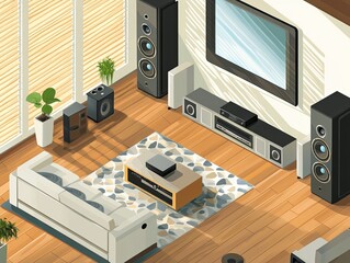 Home theater system setup in a modern living room.