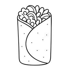 Burrito Classic Mexican Wrapped Food Vector Illustration