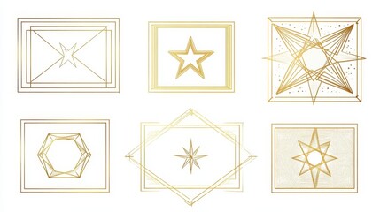 Gold Geometric Frames  Stars    Shapes  Elegant Design Elements