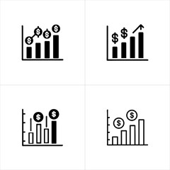 Bar Chart with Dollar Sign Financial Success Analysis icon set
