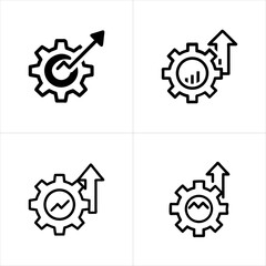 Gear with Up Arrow Process Optimization & Growth icon set