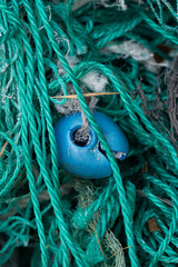 Close-Up of Worn Maritime Ropes and Nets
