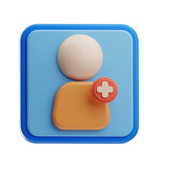 Medical Icon with Cross and User Profile