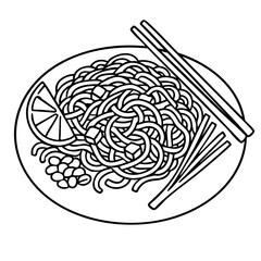 Pad Thai a Classic Thai Stir-Fried Noodle Vector Illustration
