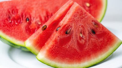 Fresh Juicy Watermelon Slices Close-Up  
