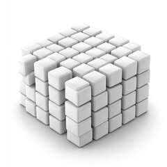 Fototapeta premium A complex, white cube structure, seemingly unstable