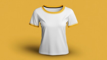 Women s White T Shirt Mockup Yellow Accent Apparel Template