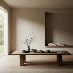 Minimalist Japanese-Style Tea Room Interior  
