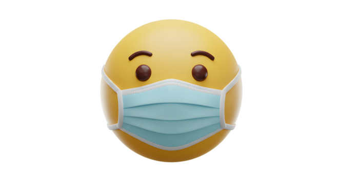 Masked Emoji with Neutral Eyes on White Background