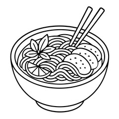 Pho Soup a Classic Vietnamese Noodle Soup Vector Illustration