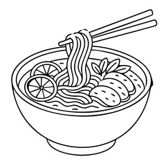 Pho Soup a Classic Vietnamese Noodle Soup Vector Illustration