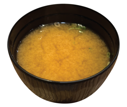 Die cut a bowl of miso soup for Japanese food, appetiser, menu, restaurant, recipe, cook book, cuisine, meal, lunch, dinner, food delivery, print, social media