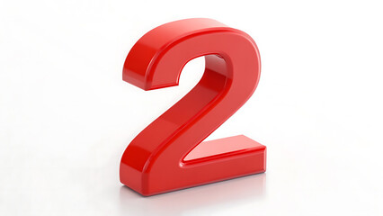 Fototapeta premium Bold Red Number Two 3D Render of Digit Two