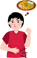 Boy practicing fasting in Ramadan with tired face