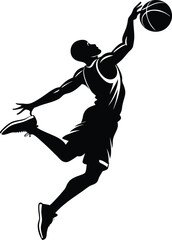 Dynamic Basketball Dunk: Silhouette Action Shot