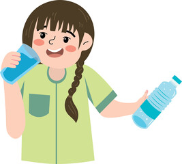 Cartoon kid practicing healthy habits