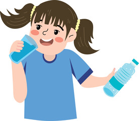 Cute illustration of child and mineral water