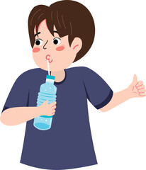 Boy drinking water for hydration and health
