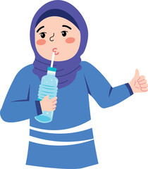 Kid with water bottle in health concept