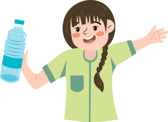 Child with water bottle promoting healthy lifestyle