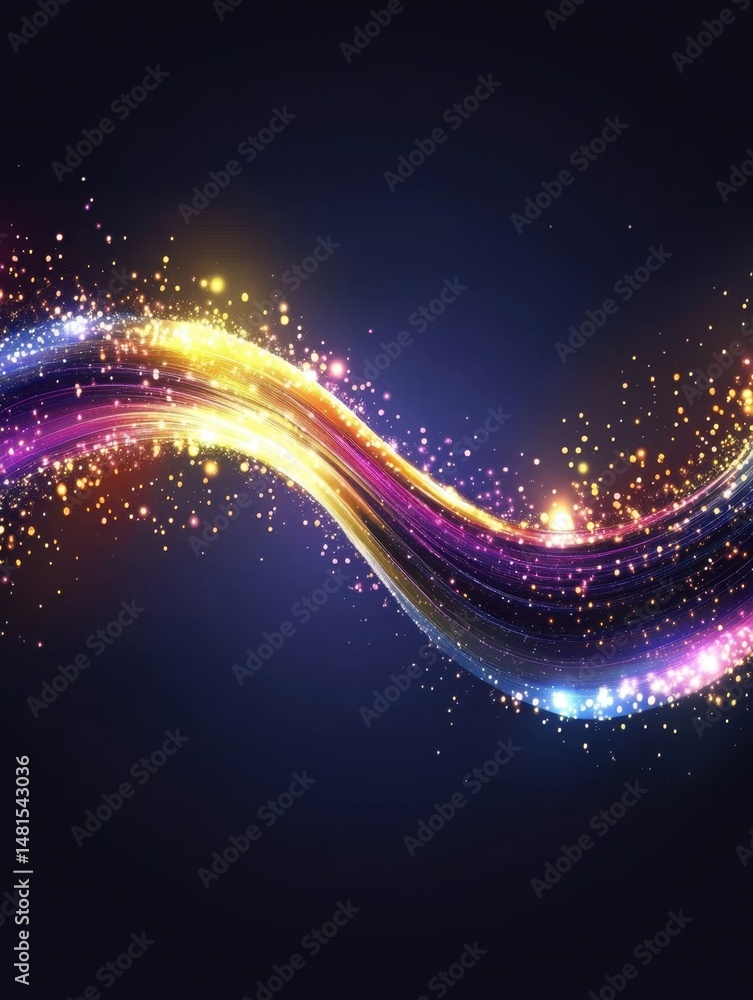 Aufkleber abstract light stream with glitter particles on dark background digital art style graphic design ele