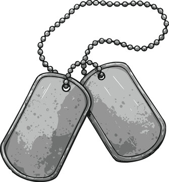 Military Dog Tags Illustration, Remembrance Dog Tags with Chain