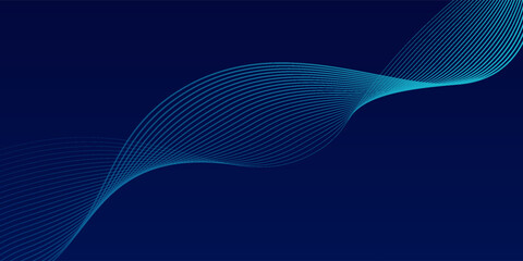 Abstract glowing wave lines on dark blue background. Dynamic wave pattern. Modern flowing wavy lines. Futuristic technology concept. Suit for banner, poster, cover, website. modern