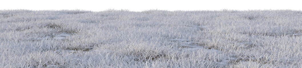 Winter meadow covered with snow and ice with isolated on transparent background - PNG file, 3D rendering for create and design or etc