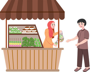 Obraz premium Iftar Food Hunt During Ramadan Evening in the City
