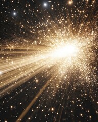 Obraz premium Abstract light streaks and particles create a dynamic cosmic explosion effect against a dark background for a celestial design