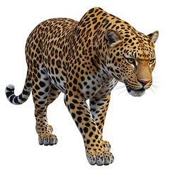 Wild Leopard Predator in Motion On Transparent Background



