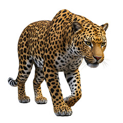 Naklejka premium Leopard Walking Forward On Transparent Background