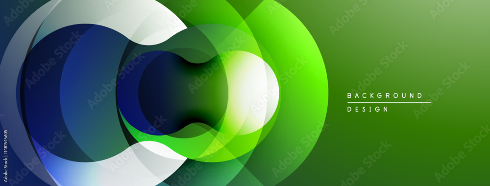 Aufkleber Abstract layers create dynamic visual flow. Green, blue, white hues blend, forming modern design element. Smooth gradients suggest movement.