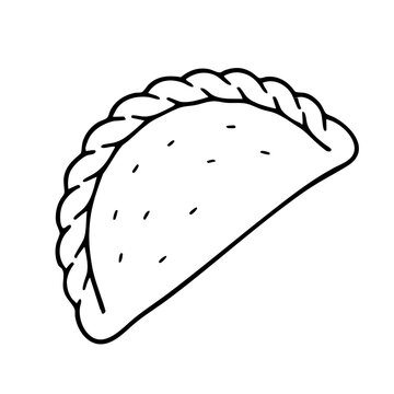 black and white empanada food drawing clip art preview