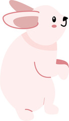 Pink Rabbit Standing, Illustrated, Simple Design, Cute Animal.