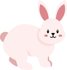Obraz premium Simple Pink Rabbit Illustration, Cute Animal Icon, Flat Design.